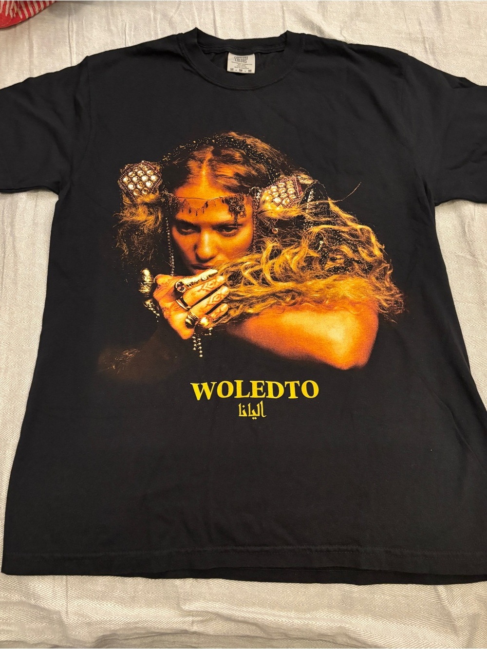 Elyanna Black Graphic 'WOLEDTO' T-Shirt with Yellow Print